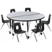 Flash Furniture XU-GRP-12CH-A48-HCIRC-GY-T-P-CAS-GG Emmy Activity Table & Chair Set, 48" Round Laminate Top, 6 Stack Chairs, Adjustable Height, Gray/Black 1 image