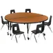 Flash Furniture XU-GRP-12CH-A60-HCIRC-OAK-T-P-CAS-GG Emmy Activity Table & Chair Set, Round 60" Table, 6 Stack Chairs, Adjustable Height 1 image