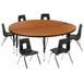 Flash Furniture XU-GRP-12CH-A60-HCIRC-OAK-T-P-GG 60" R Table 16-1/4"-25-1/4" Oak/Blk Nickel, 6 Chairs 12" Seat 1 image