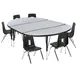 Flash Furniture XU-GRP-14CH-A3048CON-48-GY-T-P-GG Emmy Activity Table & Chair Set, Oval Laminate Top, 76"W x 47.5"D, Adjustable Height, 6 Stack Chairs, Gray/Black 1 image