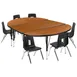 Flash Furniture XU-GRP-14CH-A3048CON-48-OAK-T-P-GG Table & 6 Chairs, 76"W x47.5"D x16-25"H, Oak/Black, 14" Set 1 image