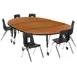 Flash Furniture XU-GRP-14CH-A3060CON-60-OAK-T-P-CAS-GG Emmy Activity Table & Chair Set, Oval Laminate Top, 86x60, 6 Stack Chairs, Adjustable Height 1 image