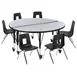 Flash Furniture XU-GRP-14CH-A48-HCIRC-GY-T-P-CAS-GG 48" Table 17-25" Adj, 6 Chairs 14" Seat, Chrome Gray/Black 1 image