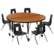Flash Furniture XU-GRP-14CH-A48-HCIRC-OAK-T-P-CAS-GG Emmy Activity Table & Chair Set, Round 48" Table, 6 Stack Chairs, Adjustable Height 1 image