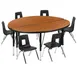 Flash Furniture XU-GRP-14CH-A48-HCIRC-OAK-T-P-GG Set, 48" Table, 6 Chairs 14" Seat, Chrome Finish, Oak/Black 1 image