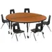 Flash Furniture XU-GRP-14CH-A60-HCIRC-OAK-T-P-CAS-GG 60" Table Adj Height, 6 Oak/Black Chairs, Chrome, Casters 1 image