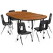 Flash Furniture XU-GRP-16CH-A3048CON-48-OAK-T-A-CAS-GG Emmy Activity Table & Chair Set, Oval Laminate Top, 76"W x 47.5"D, 6 Stack Chairs, Adjustable Height 1 image