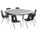 Flash Furniture XU-GRP-16CH-A3060CON-60-GY-T-A-GG Emmy Activity Table & Chair Set, Oval Laminate Top, 86x60, Adjustable Height, 6 Stack Chairs 1 image