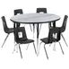Flash Furniture XU-GRP-16CH-A48-HCIRC-GY-T-A-GG Emmy Activity Table & Chair Set, Round 48" Table, 6 Stack Chairs, Adjustable Height 1 image
