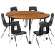 Flash Furniture XU-GRP-16CH-A60-HCIRC-OAK-T-A-CAS-GG Emmy Activity Table & Chair Set, Round 60" Table, 6 Stack Chairs, Adjustable Height 1 image