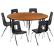 Flash Furniture XU-GRP-16CH-A60-HCIRC-OAK-T-A-GG Emmy Activity Table & Chair Set, 60" Round, Adjustable Height, 6 Chairs, Oak/Black 1 image