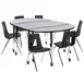 Flash Furniture XU-GRP-18CH-A3048CON-48-GY-T-A-CAS-GG Emmy Activity Table & Chair Set, Oval Laminate Top, 76"W x 47.5"D, 6 Stack Chairs, Gray/Black 1 image