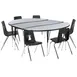 Flash Furniture XU-GRP-18CH-A3060CON-60-GY-T-A-GG Emmy Activity Table & Chair Set, Oval Laminate Top, 86x60, 6 Stack Chairs, Gray/Black 1 image