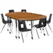Flash Furniture XU-GRP-18CH-A3060CON-60-OAK-T-A-CAS-GG Emmy Activity Table & Chair Set, Oval 86x60, Adjustable Height, 6 Stack Chairs, Oak/Black 1 image