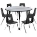 Flash Furniture XU-GRP-18CH-A48-HCIRC-GY-T-A-CAS-GG Emmy Activity Table & Chair Set, Round 48" Table, 6 Stack Chairs, Adjustable Height, Gray/Black 1 image