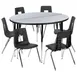 Flash Furniture XU-GRP-18CH-A48-HCIRC-GY-T-A-GG Table & Chair Set, 48" Round Top, Gray/Black, Stack Chairs Set 1 image