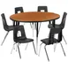Flash Furniture XU-GRP-18CH-A48-HCIRC-OAK-T-A-GG 48" Round Table & 6 Stack Chairs, Oak/Black, Chrome Finish 1 image