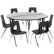 Flash Furniture XU-GRP-18CH-A60-HCIRC-GY-T-A-GG Table with 6 Stack Chairs, 60" Dia., Nickel Chrome, Gray/Black 1 image
