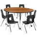 Flash Furniture XU-GRP-18CH-A60-HCIRC-OAK-T-A-CAS-GG Set, 60" Round, Adjustable, Oak/Blk, 6 Chairs, Nickel 1 image