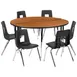 Flash Furniture XU-GRP-18CH-A60-HCIRC-OAK-T-A-GG Emmy Activity Table & Chair Set, Round 60" Dia. Laminate Top, Adjustable Height, 6 Stack Chairs, Oak/Black 1 image