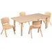 Flash Furniture YU-YCX-0013-2-RECT-TBL-NAT-R-GG Preschool Activity Table Set, 48x24, Adjustable Height 14.5-23.75, Natural, 4 Stacking Chairs 1 image