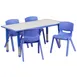 Flash Furniture YU-YCY-060-0034-RECT-TBL-BLUE-GG Set, 47" x 23.5" Table 220 lb, Grey/Blue Chairs (4) 154 lb 1 image