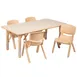 Flash Furniture YU-YCY-060-0034-RECT-TBL-NAT-GG Preschool Activity Table Set, 47x24 Rectangular, Adjustable Height 14.5-23.75, 220 lb, Natural Finish, Includes 4 Stacking Chairs 1 image