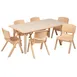 Flash Furniture YU-YCY-060-0036-RECT-TBL-NAT-GG Preschool Activity Table Set, 47x24 Rectangular, Adjustable Height 14.5-23.75, 220 lb Capacity, Natural Finish, Includes 6 Stacking Chairs 1 image
