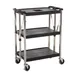 CAC China BTCF-30S Utility Cart, 30x16-1/2x36in, 3‑Tier 350 lb, Black 18/8 Stainless, 4 Casters w/ Brakes, Set 1 image