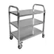 CAC China UCSS-34 3‑Tier Cart, 30.5" x 17.5" x 37" Stainless Steel, 4 Non‑Marking Casters 2 Braked, Set 1 image