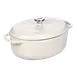 Lodge EC7OD13 Dutch Oven – 7 Qt Enameled Cast Iron, White Interior, Oyster Exterior, Induction Ready 1 image