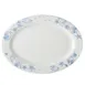 CAC China ATC-81 Seashell Platter, 18"L x 12-1/2"W x 1-3/4"H, Porcelain, Blue Rim White Dishwasher Safe 1 image