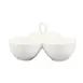 CAC China COL-40 Leaf 3-Compartment Bowl 8" L x 8" W x 4-1/4" H 8 oz Porcelain Safe Handle - Dozen 1 image