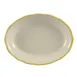 CACChina SC-13G Oval Platter, 11-5/8" L x 8-1/2" W x 1-1/2" H, Scallop Gold/White Stoneware,  Dozen 1 image