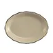 CAC China SC-40B Oval Ceramic Platter 7-1/2" x 5-3/4" x 7/8", Scallop Edge, Black/White - Dozen 1 image