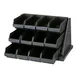 Cambro 12RS12110 Versa Rack- 12 Black Plastic Bins, 25" L x 21" D x 14" H, Wall-Mount, 10 lb per Bin 1 image
