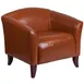 Flash Furniture 111-1-CG-GG Hercules Imperial Reception Chair, LeatherSoft Upholstery, Cherry Finish, Cognac 1 image
