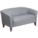 Flash Furniture 111-2-GY-GG Hercules Imperial Series Gray LeatherSoft Reception Loveseat, 52W x 29D x 29H, Cherry Wood Feet 1 image