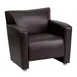 Flash Furniture 222-1-BN-GG Hercules Majesty Series Reception Chair, LeatherSoft Upholstery, Brown, Flares Arms, Brushed Aluminum Feet 1 image