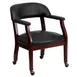 Flash Furniture B-Z100-BLACK-GG Luxurious Conference Chair, 250 lb. Capacity, Black Vinyl, Brass Accents, Mahogany Frame 1 image