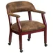 Flash Furniture B-Z100-BRN-GG Luxurious Conference Chair, 250 lb., Microfiber Upholstery, Brass Nailhead Trim, Mahogany Frame 1 image