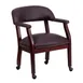 Flash Furniture B-Z100-LF19-LEA-GG Burgundy Leather Upholstered Conference Chair, 250 lb. Capacity, Brass Nailhead Trim 1 image