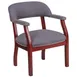 Flash Furniture B-Z105-GY-GG Luxurious Gray Conference Chair, 250 lb., Upholstered Back & Seat, Solid Hardwood Mahogany Frame 1 image