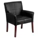 Flash Furniture BT-353-BK-LEA-GG Executive Side Reception Chair, 250 lb. Capacity, Black LeatherSoft Upholstery, Mahogany Finished Wood Legs 1 image