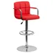 Flash Furniture CH-102029-RED-GG Red Vinyl Swivel Bar Stool with Upholstered Quilted Back & Seat, Adjustable Height, Chrome Base 1 image