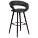 Flash Furniture CH-152560-BK-VY-GG Brynn Series Bar Stool with Upholstered Seat and Back, Black Vinyl, 29"H Seat Height, Cappuccino Finish 1 image