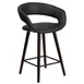 Flash Furniture CH-152561-BK-VY-GG Brynn Series Bar Stool, 24"H Upholstered Seat, Black Vinyl, Cappuccino Finish, With Arms 1 image