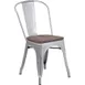 Flash Furniture CH-31230-SIL-WD-GG Stacking Side Chair, 500 lb, Metal Back, Wood Seat, Silver 1 image