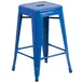Flash Furniture CH-31320-24-BL-GG Counter Height Backless Bar Stool, 500 lb. Weight Capacity, Galvanized Steel, Blue Powder Coat Finish 1 image