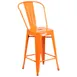 Flash Furniture CH-31320-24GB-OR-GG Counter Height Orange Bar Stool, 500 lb. Capacity, Galvanized Steel, Powder Coat Finish 1 image